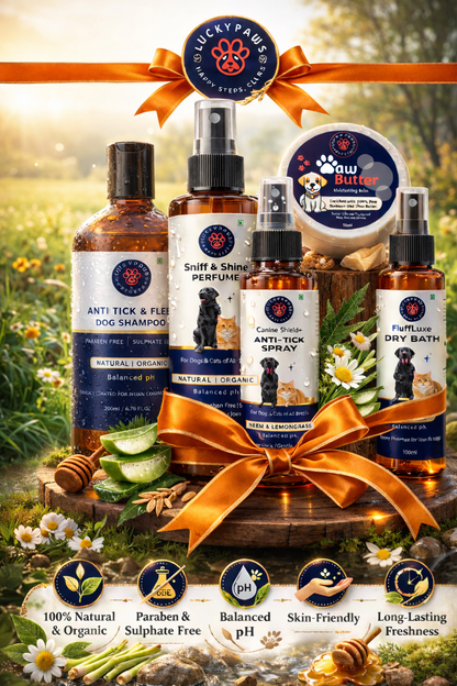 LuckyPaws Anti Tick Combo with Dry Bath ,Perfume and Balm - LuckyPaws