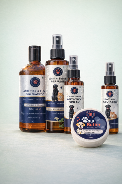 LuckyPaws Anti Tick Combo with Dry Bath ,Perfume and Balm - LuckyPaws