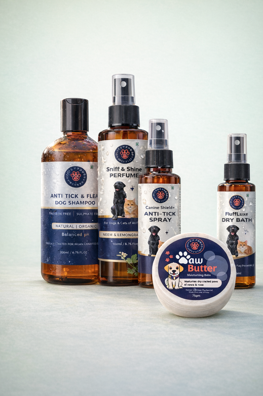 LuckyPaws Anti Tick Combo with Dry Bath ,Perfume and Balm - LuckyPaws