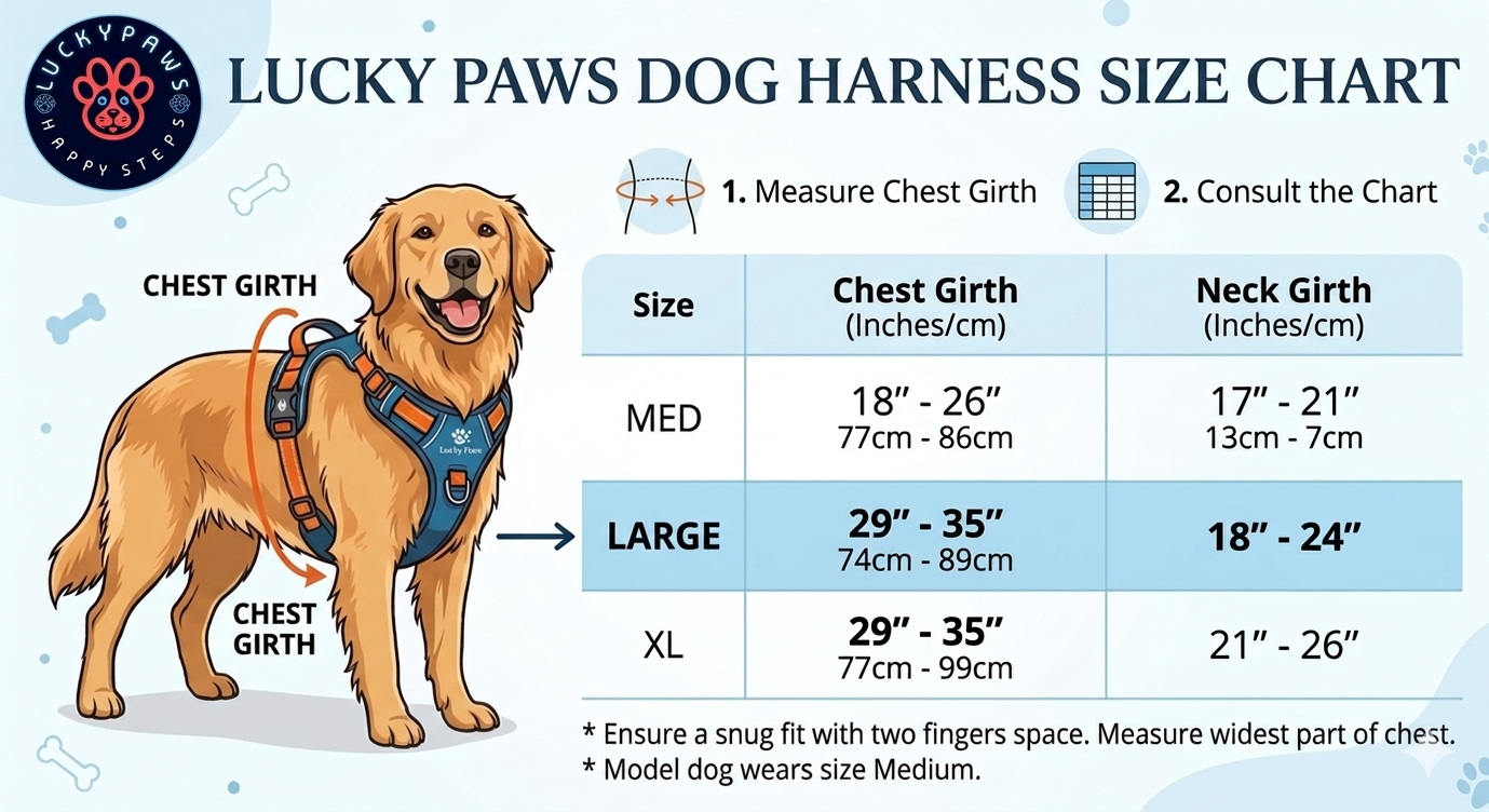 LuckyPaws Reflective Chest Harness (Orange)