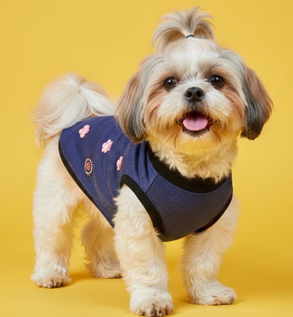 Luckypaws Frosty Flowers High neck Blue Sweater