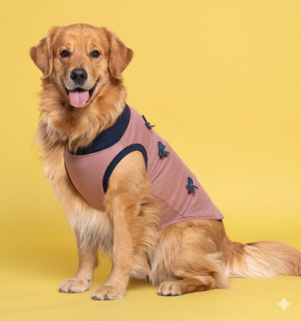Luckypaws Blue Boe High neck Pink Sweater