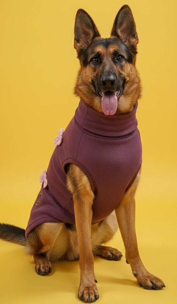 Luckypaws Pink Boe High neck Maroon Sweater