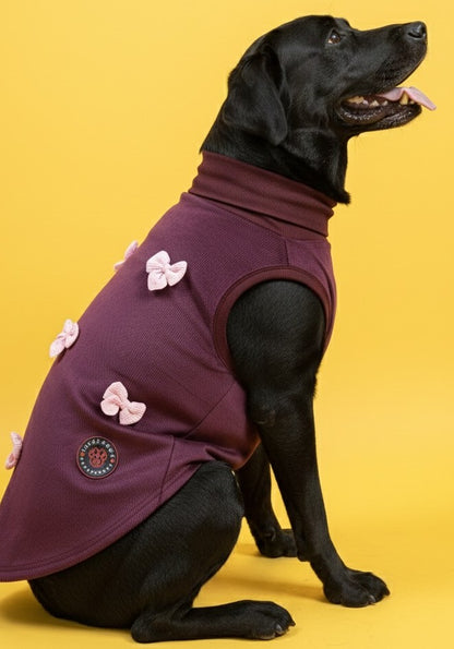 Luckypaws Pink Boe High neck Maroon Sweater