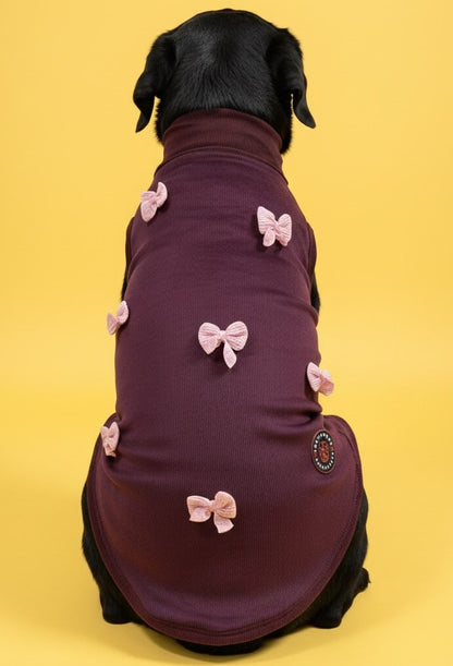 Luckypaws Pink Boe High neck Maroon Sweater