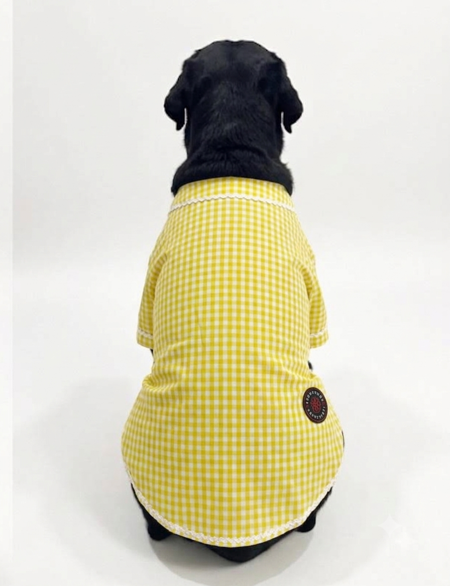 Yellow ethnic kurta by LuckyPaws featuring traditional design and intricate patterns, ideal for festive or casual wear.