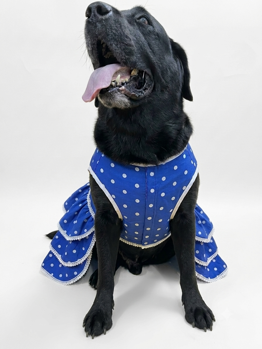LuckyPaws Royal Ethnic Frock in blue, featuring traditional design and intricate patterns, perfect for special occasions.