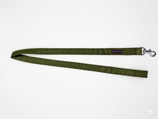 LuckyPaws high strength olive green dog leash with sturdy handle and metal clip for secure outdoor walks.