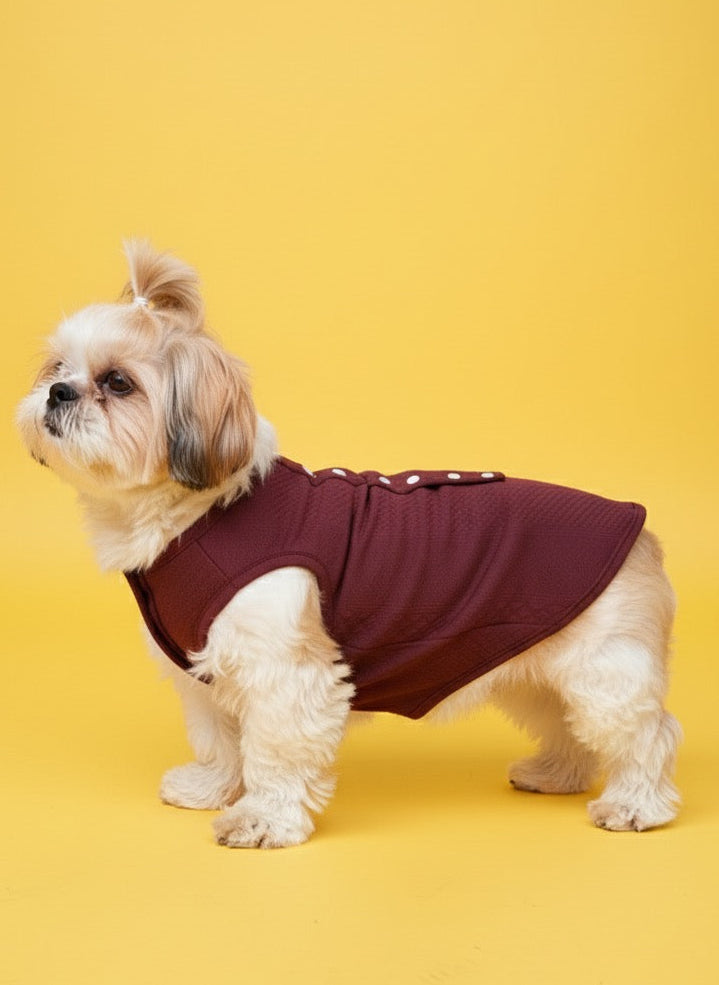 LuckyPaws Maroon Colour Sweater