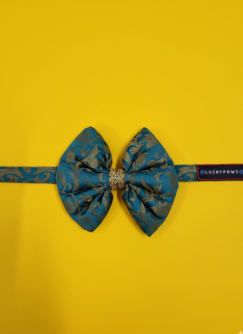 LuckyPaws Ethnic Sky Blue Bow