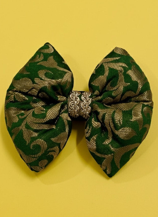LuckyPaws Ethnic Green Bow