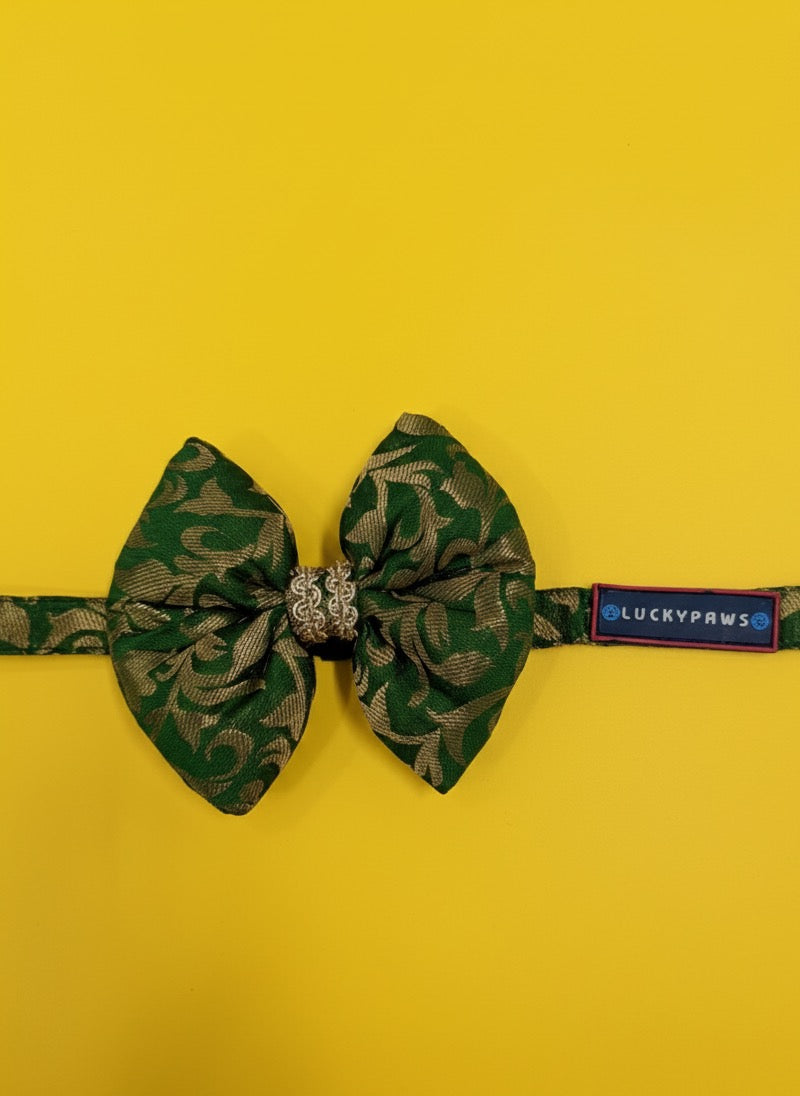 LuckyPaws Ethnic Green Bow
