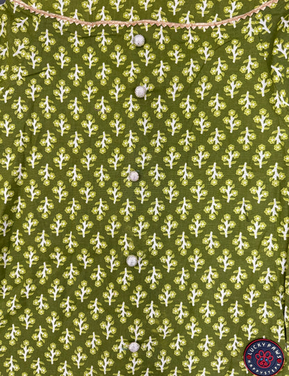LuckyPaws  Ethnic Kurta Green Colour