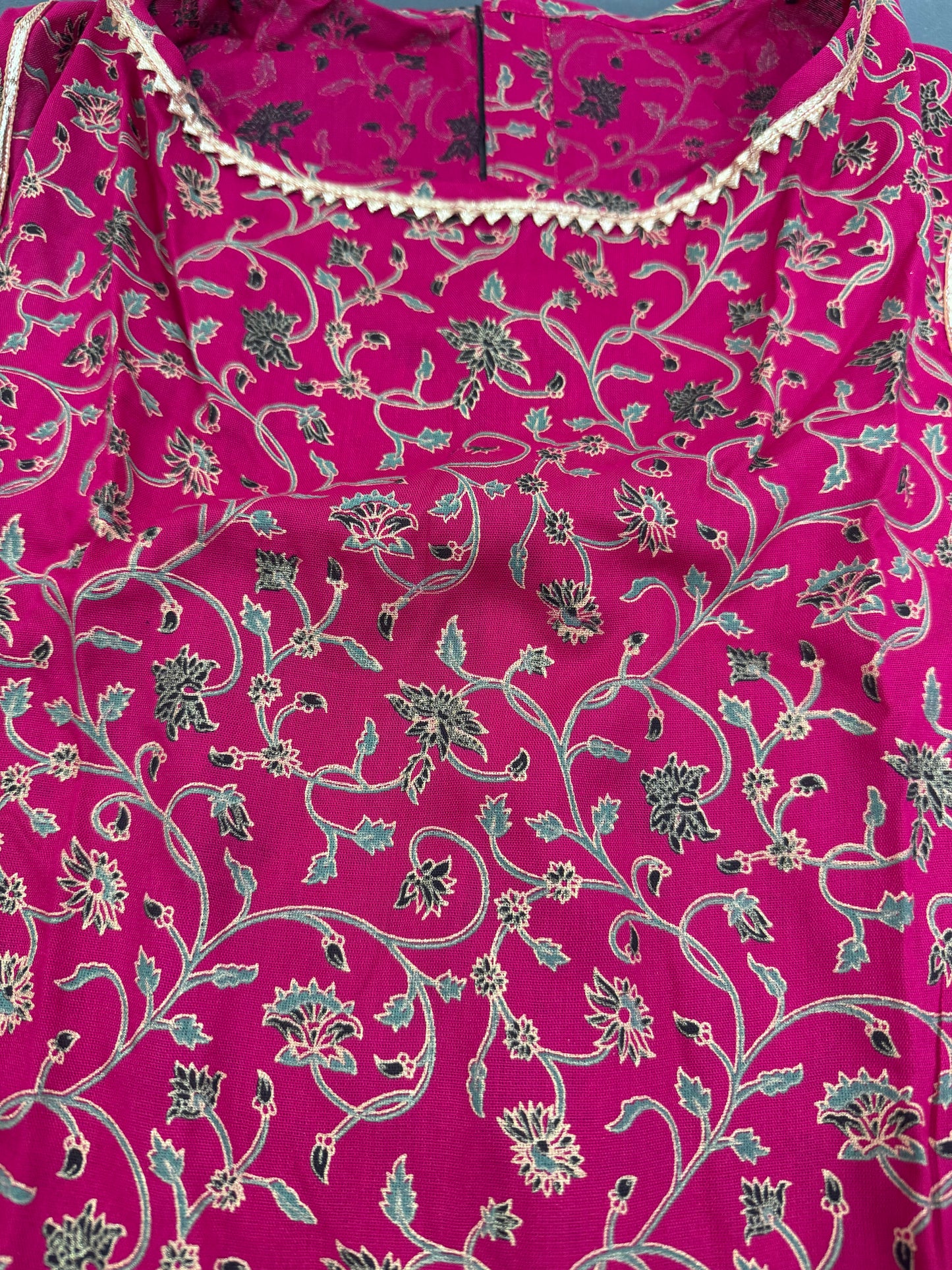 LuckyPaws Ethnic  Frock Rani Pink Colour