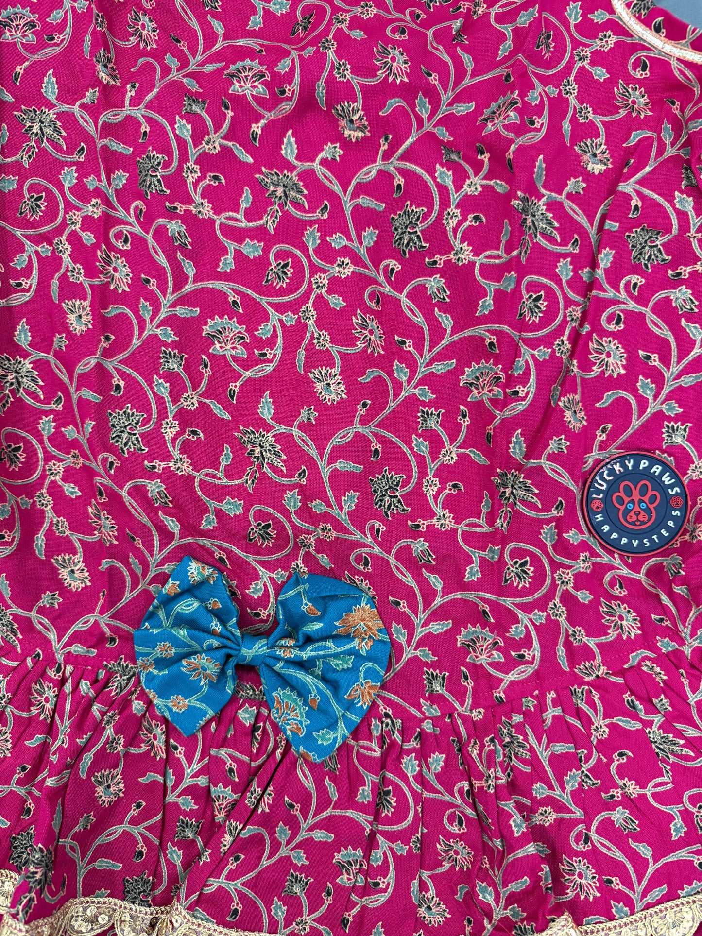 LuckyPaws Ethnic  Frock Rani Pink Colour